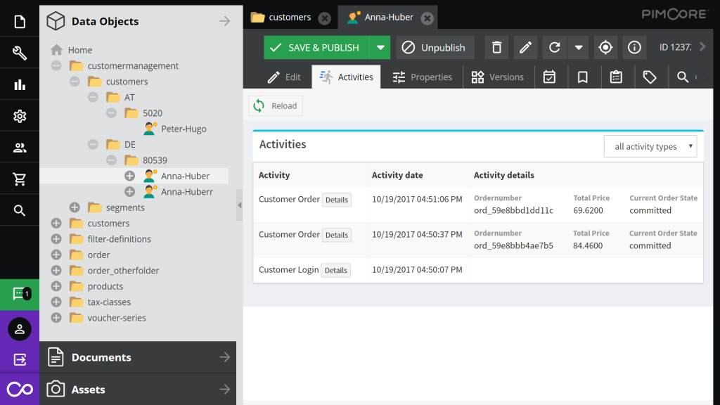 Pimcore PIM User Profiling & Data Collection